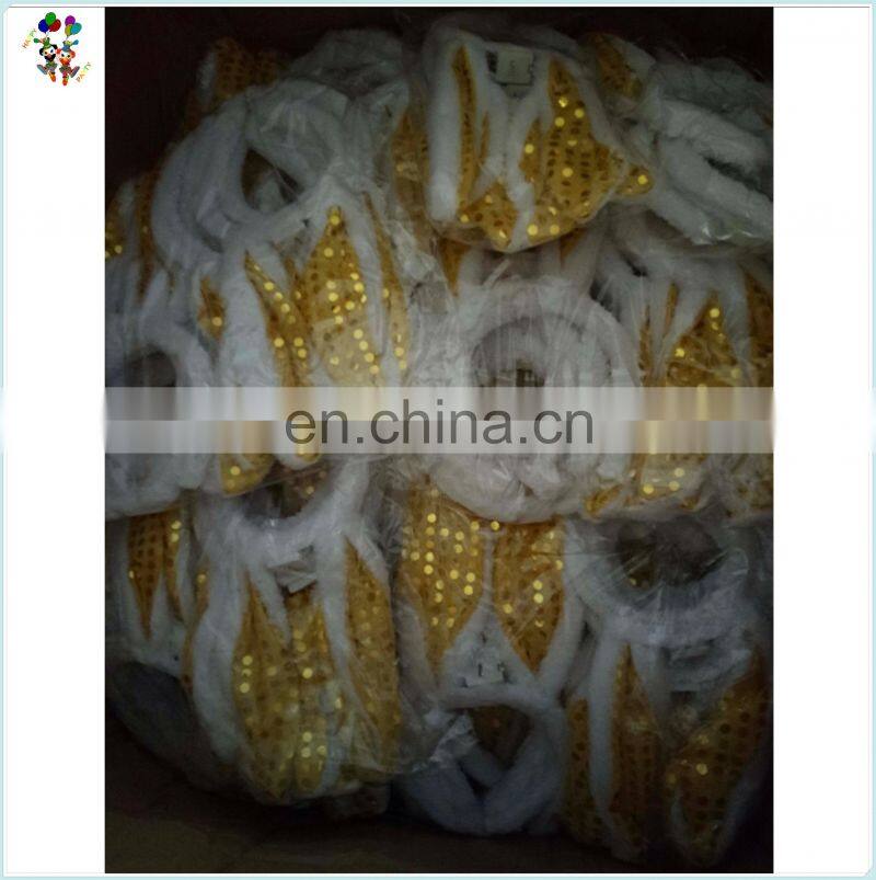 Easter White Fur Sparkle Bling Rabbit Bunny Ear Party Headbands HPC-0702