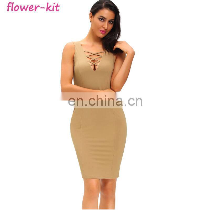 Factory Price Cheap Sexy Lace Up Tank Midi Dress