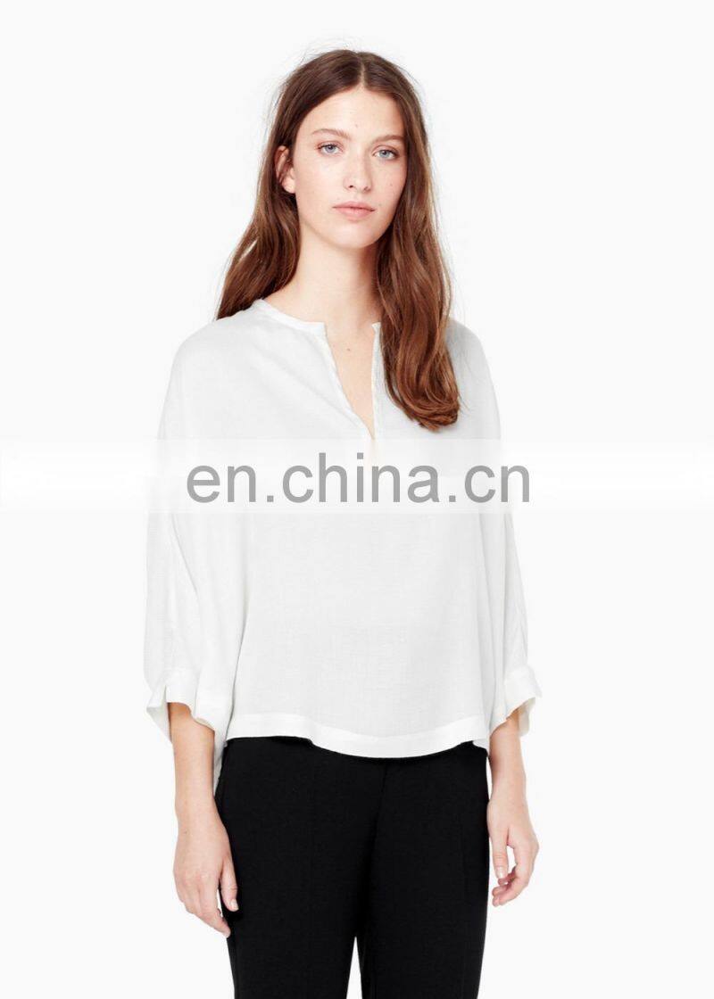Alibaba China supplier latest style American stylish long sleeve high quality embroidery chiffon lady blouse