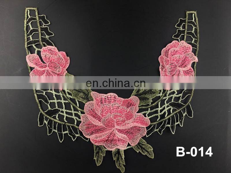 B-014 bridal front piece collars sewing on neckline lace applique for garment lace applique embroidery designs