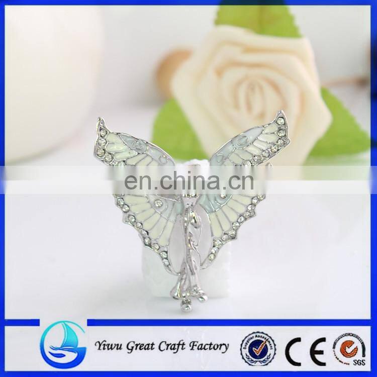 Zinc alloy and diamond brooch angels