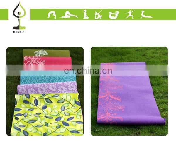 Purple pink green blue color 6MM REACH Certificate custom print pattern PVC yoga mat