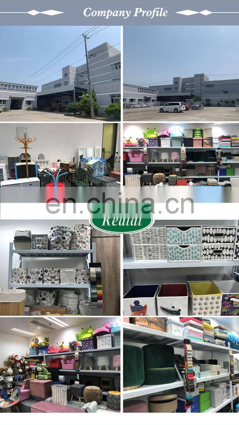 Manufacturer custom modern fabric round faux fur ottomans stool