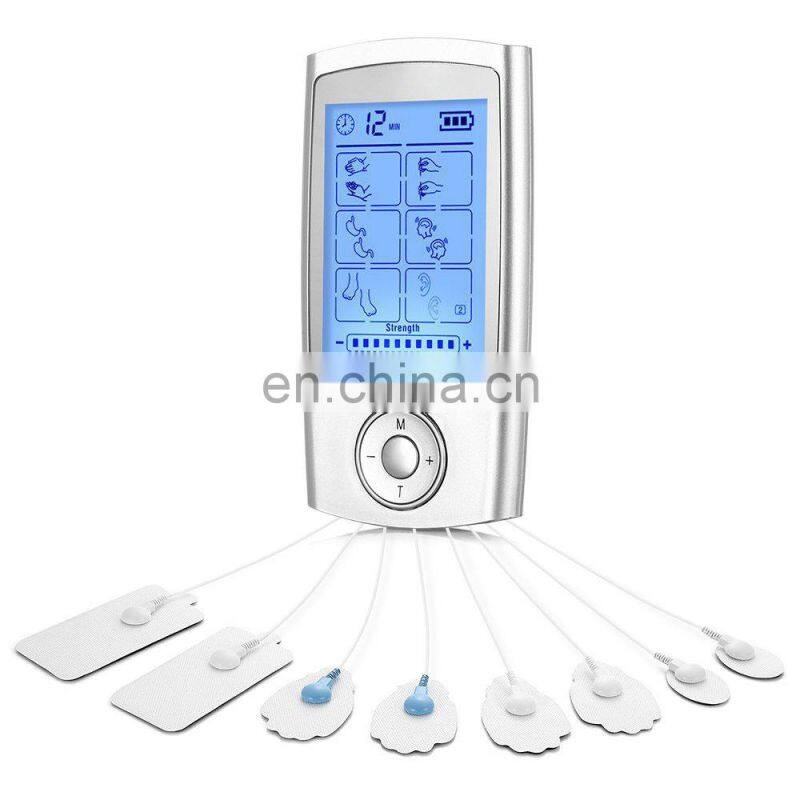 Rechargeable Electric Pain Relief Machine 8 Modes Tens Unit Portable Pulse Massager Muscle Stimulator Therapy