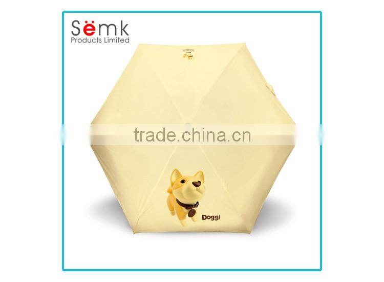 Animal printing yellow antique cotton folding umbrella for girls