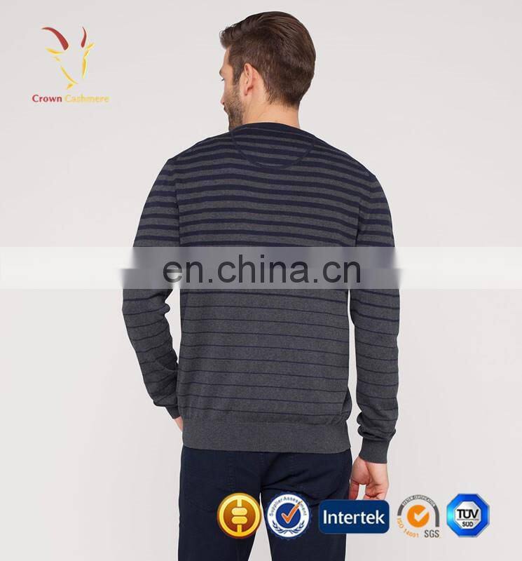 mens crew neck striped pullover wool sweater