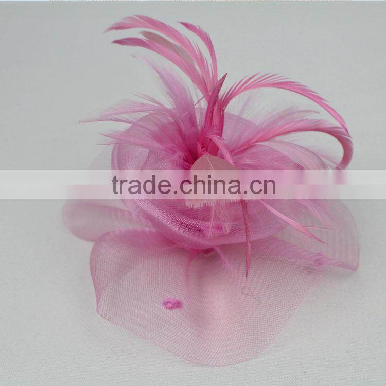 2015 Elegant Hair Accessories Feather Sinamay Fascinator Clip