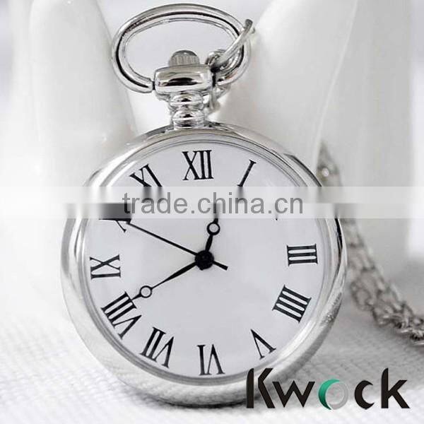 Vintage watch large face silver metal wholesale quartz movt stainless steel back cheap pocket watch
