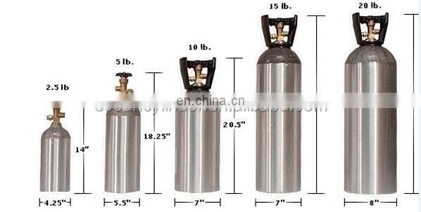 Carbonated beverage Aluminum CO2 Cylinder with QF-35/QF-35A/QF-35B/QF-35C valve for coke and soda