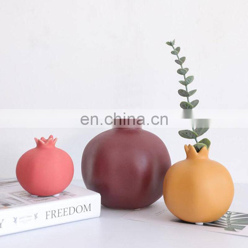 Wedding Decoration Vases Pomegranate Decors Deco Antique Round Glazed Modern Desktops Colored Ceramic Bud Ceramics Flower Vase