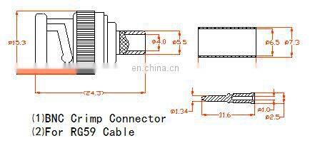 Fast Delivery Zinc alloy Male BNC Crimp Connector For RG6 RG59