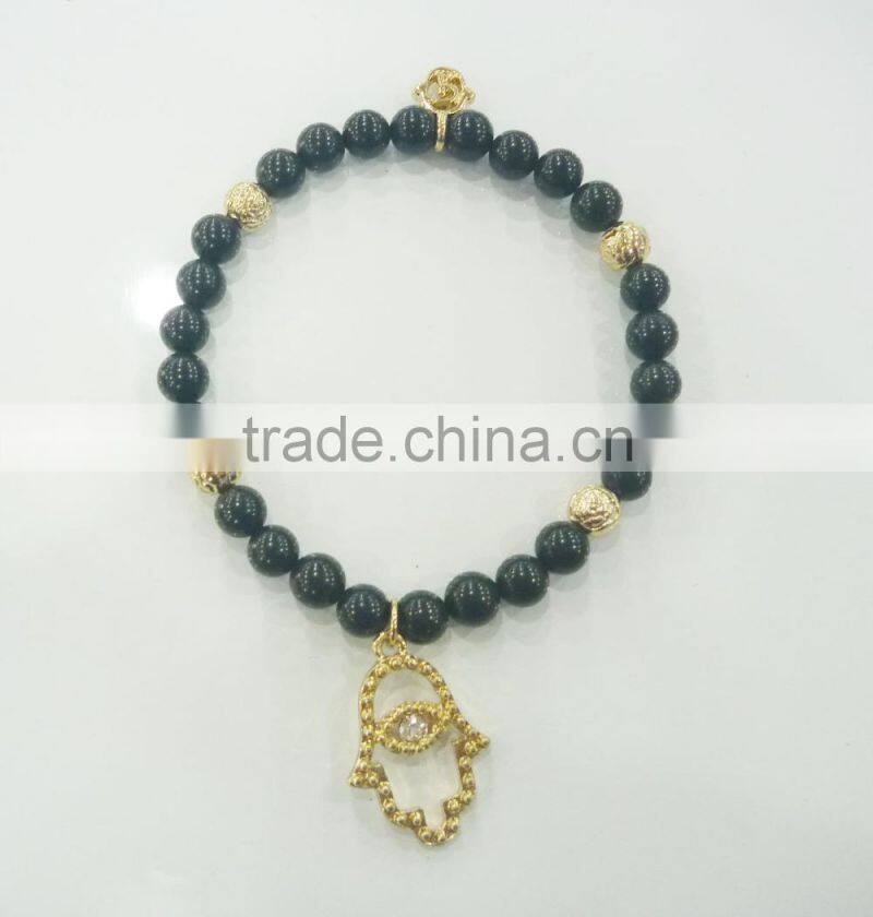 FASHION beaded elastic hamsa hand BRACELET