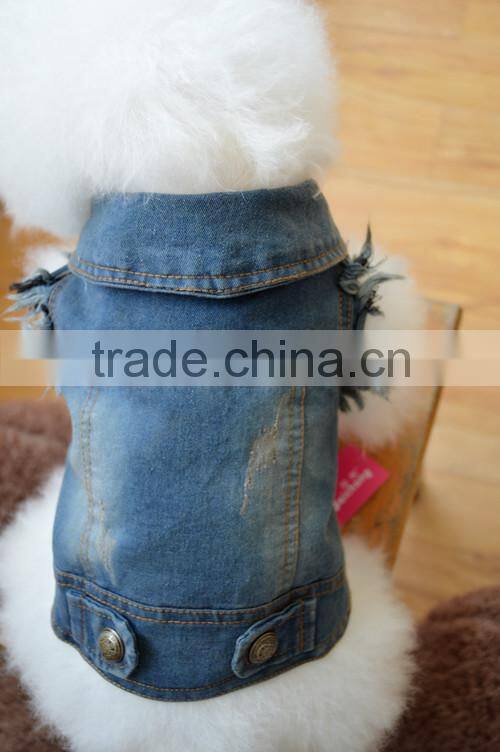 Retro-scratched grain cowboy dog clothes small spring/summer/autumn Teddy bear vest pet clothing