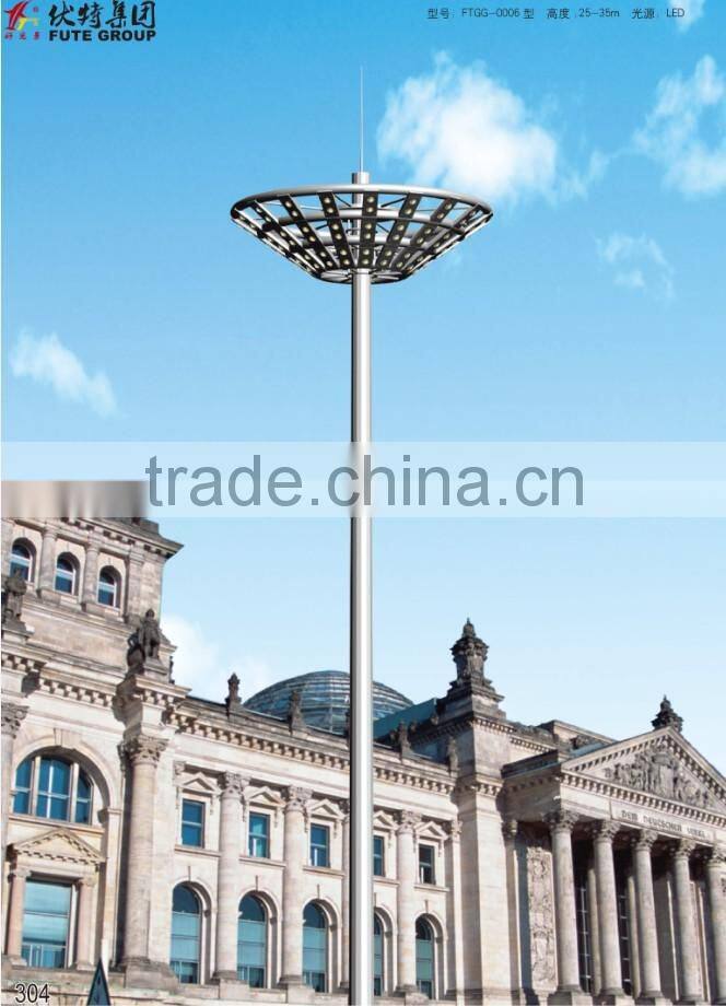 Cost-effective & super brightness led or HPS high mast lighting with 20M,25M,30M steel pole & auto lifting system