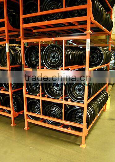 Powder coating folding metal mobile tire rack for sale