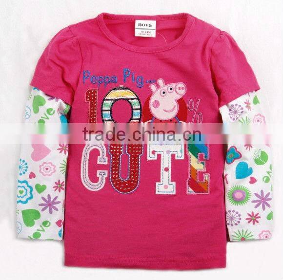 Latest Pink Cartoon Flower Pattern Kids Long Sleeves Clothing