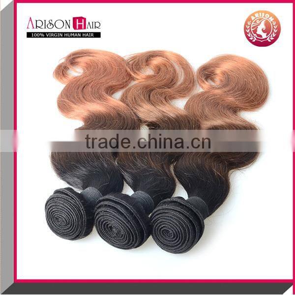 1b/4/30 Fashion 3Tone ombre brazilian virgin human hair cheap hair weaving