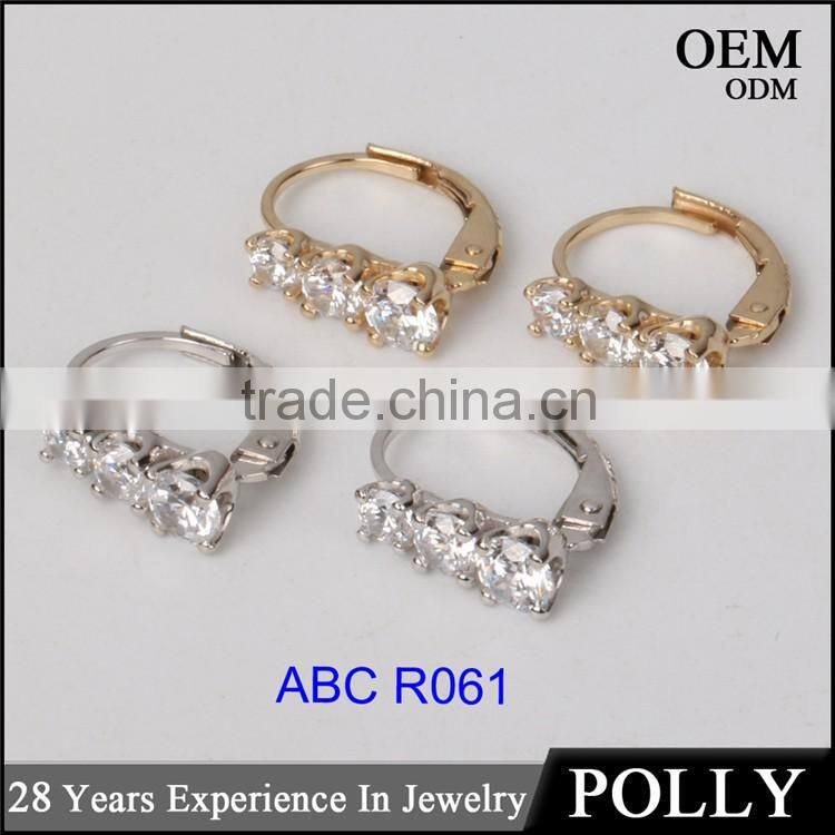 Simple jewellery design lever back 14k gold and cz earrings