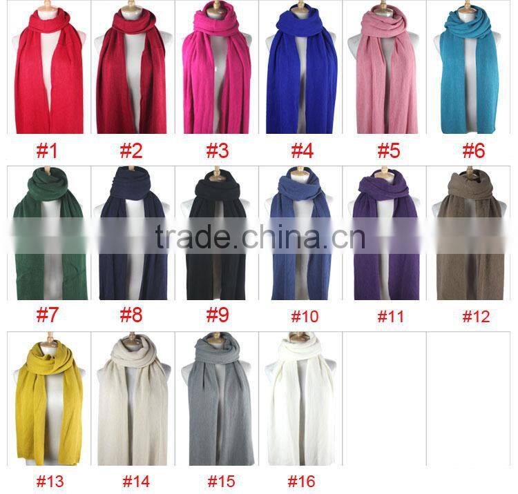 Wholesale Long Acrylic Knitted Plain Fashion Ladies Winter Scarf