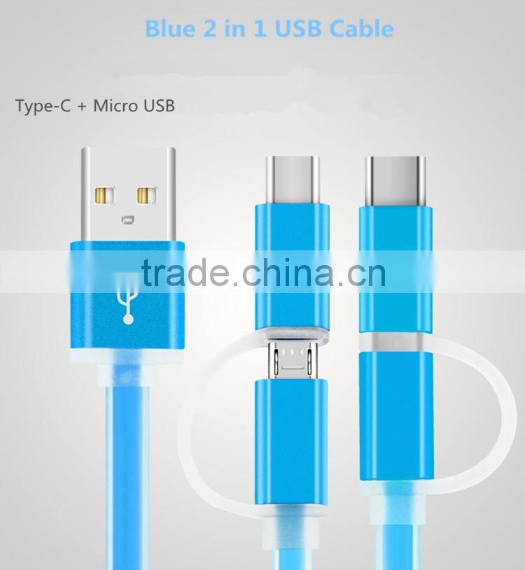 Copper Core 2-in-1 Micro USB and USB C Leather Cable