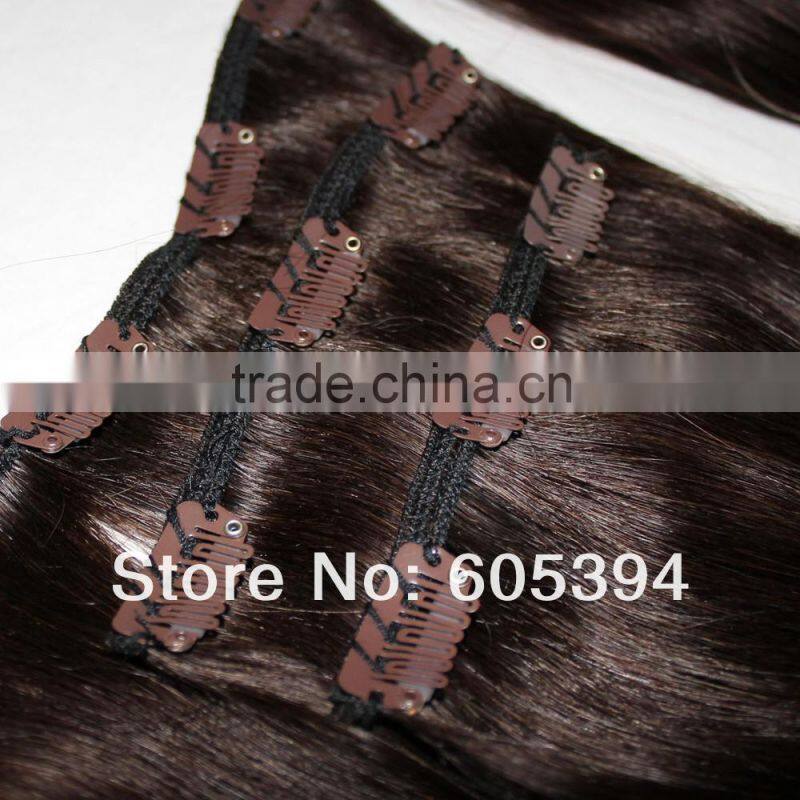 Wholesale top quality 100% human hair clip in hair extensions