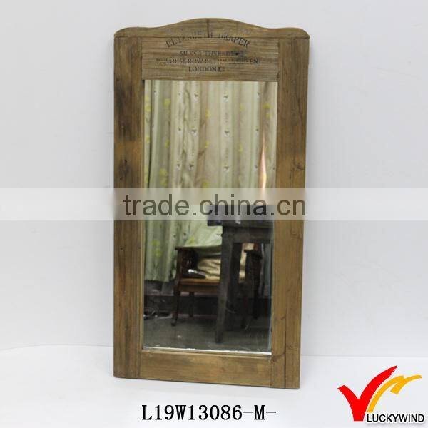farming rectangle antique wooden framed wall mirror