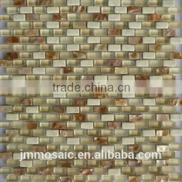 10x20x8mm Mother of Pearl, Marble Mix Crystal Glass Mosaic Tile