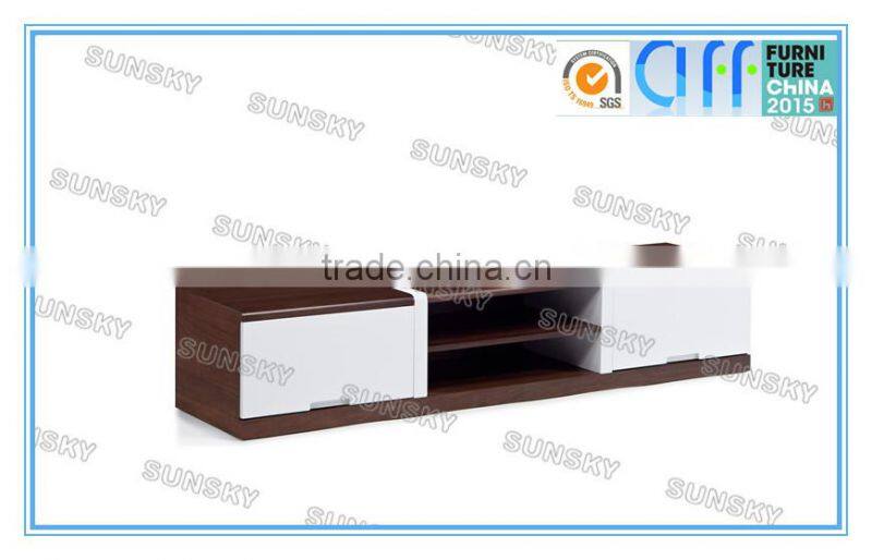 2016 living room furniture antique shallow walnut and white tv stand SK1333A