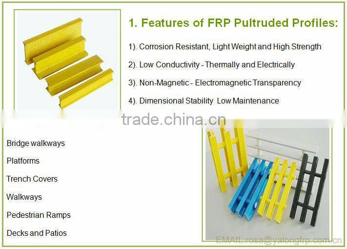 High bearing strengh anti-corrosion pultruded fiberglass FRP/GRP grating fiberglass floor grating,platform walkway FRP grating