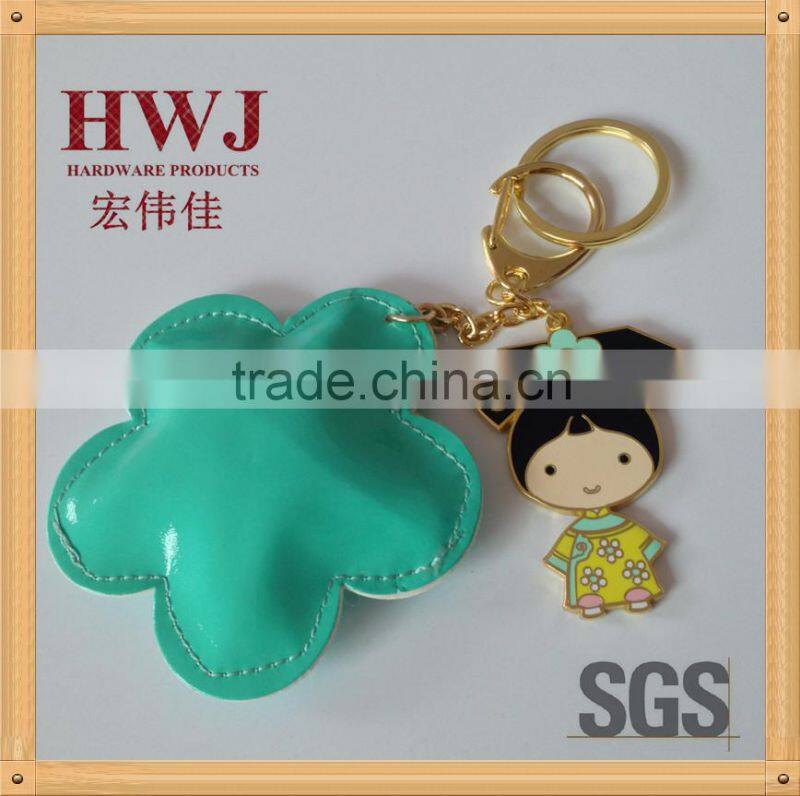 cute bady shape hard enamel metal keychain with stones for down coat