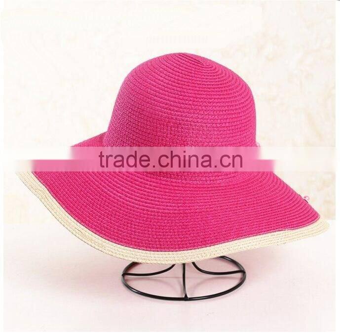 QXSH0019 Floppy panama hat New summer straw hat with flower Beach hat