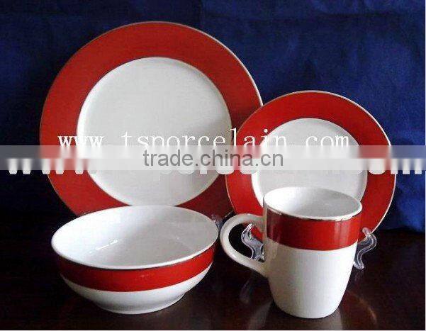 16pcs hand printed stoneware dinner set