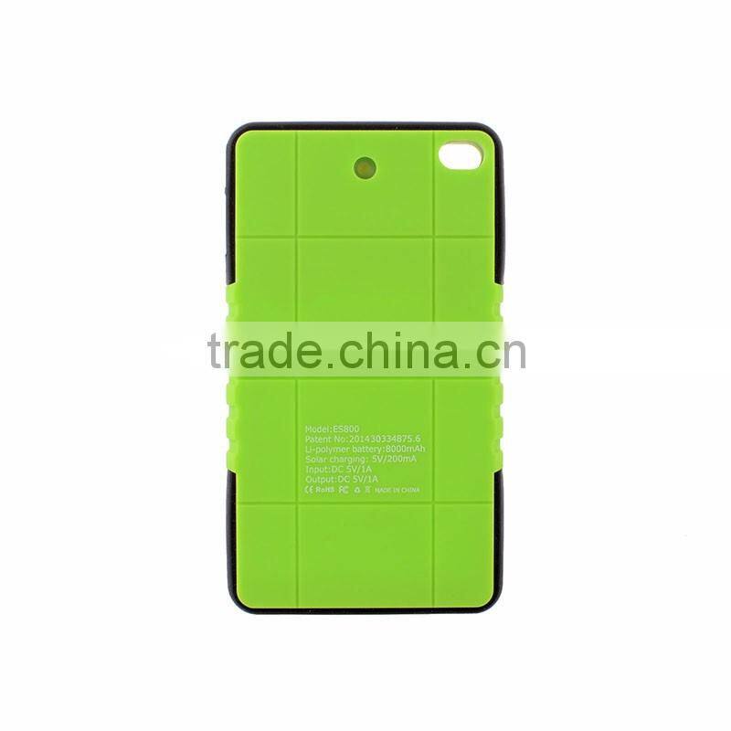 8000mAh Active Waterproof Solar Portable Power Bank Charger