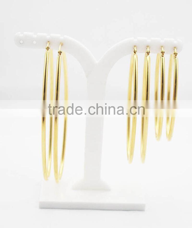 3pcs per set jewelry earrings 316L Stainless steel golden hoop earrings