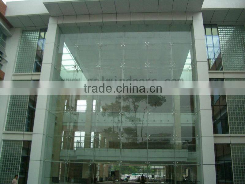 Exterior aluminum Structural Glass Curtain Wall/glass block screen wall with tempered glass in guangzhou factory