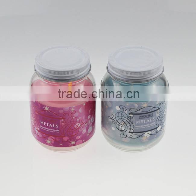 Natural scented glass candle jar with lid