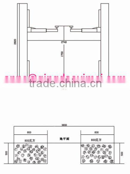 The two post double-cyclinder portal crane hydraulic electrical elevator for auto repair