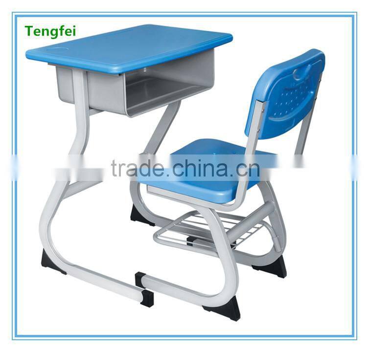 Good design nice price plastic single school desk and chair school furniture