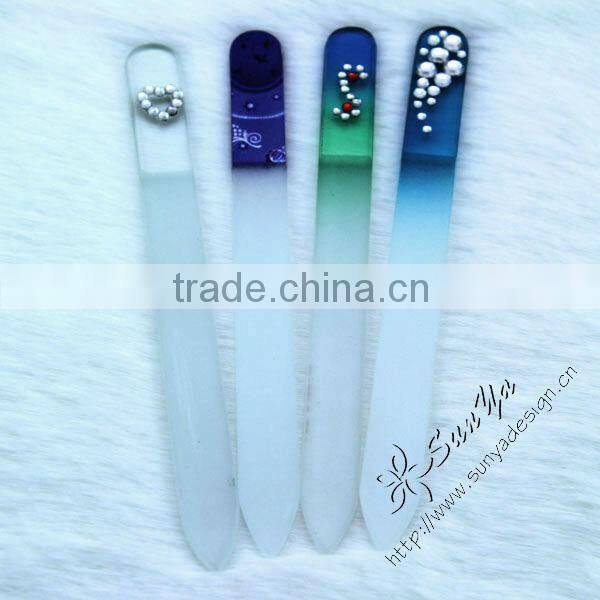 Full printing Colorful crystal Glass nail file