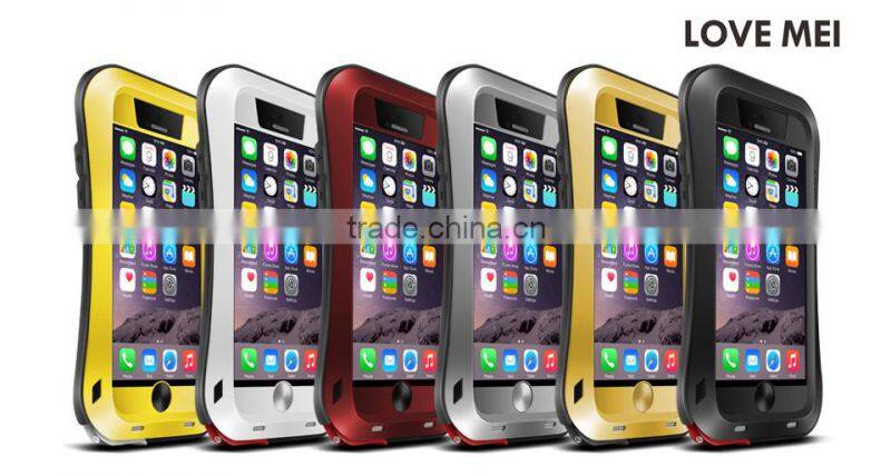 2016 Lovemei Shockproof Dropproof Glass Metal Case Cover For iPhone 6