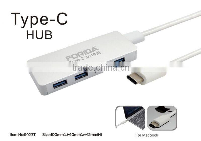 Forida 2015 NEW 4-port Type C hub with power switch USB3.0 HUB