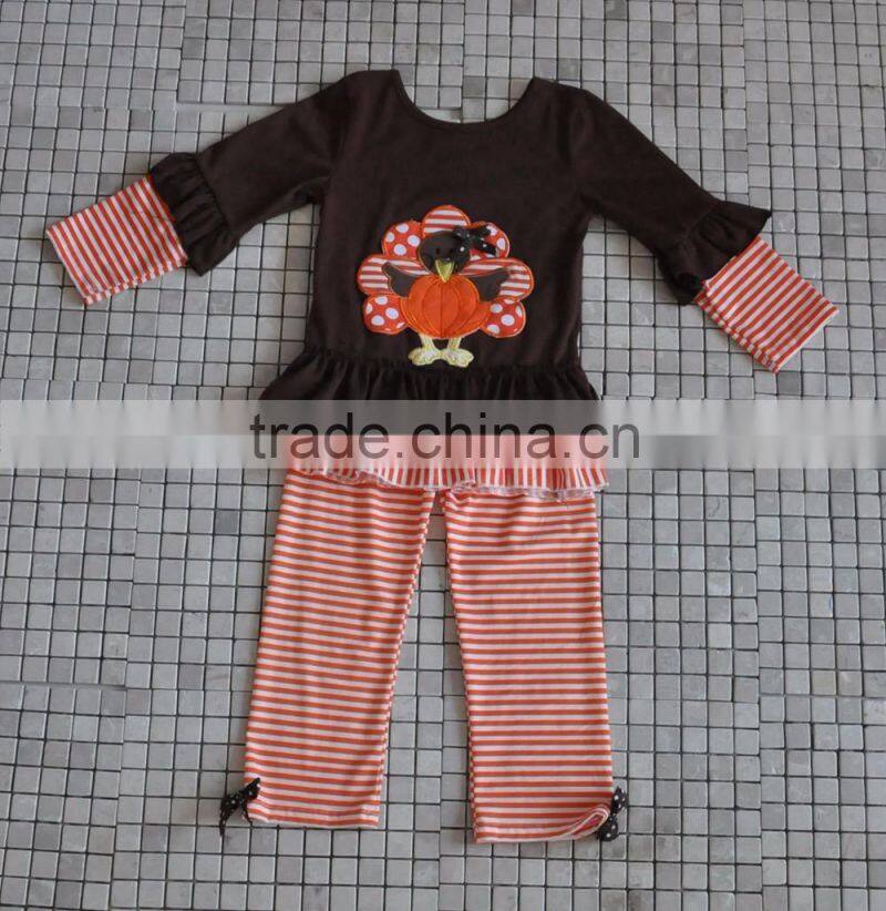 Handmade 100% cotton western girl cat embroidery long sleeve halloween boutique outfit