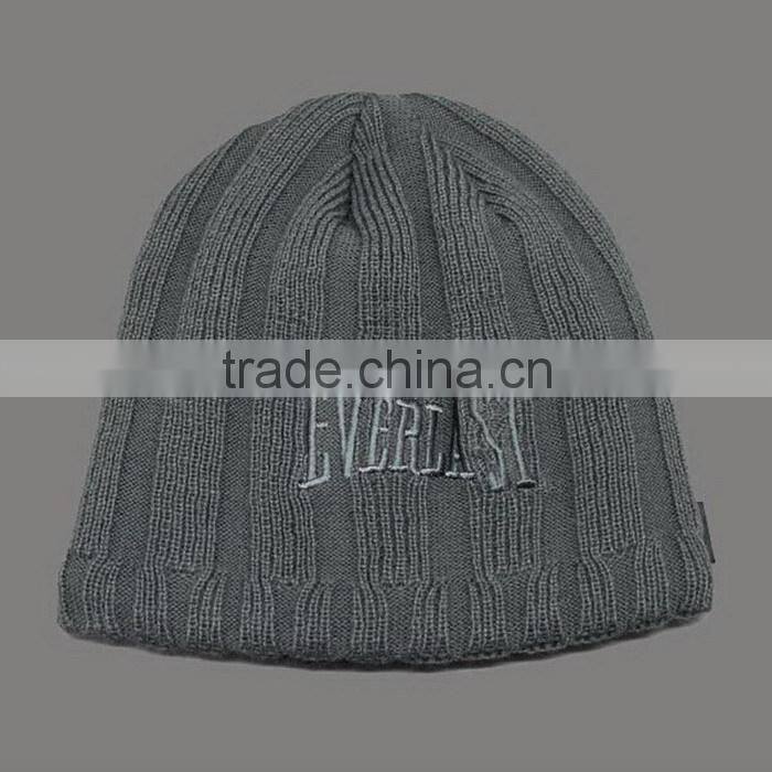 CHARACTER GREY EMBROIDERY BEANIE HATS WHOLESALE WITH WOVEN LABEL