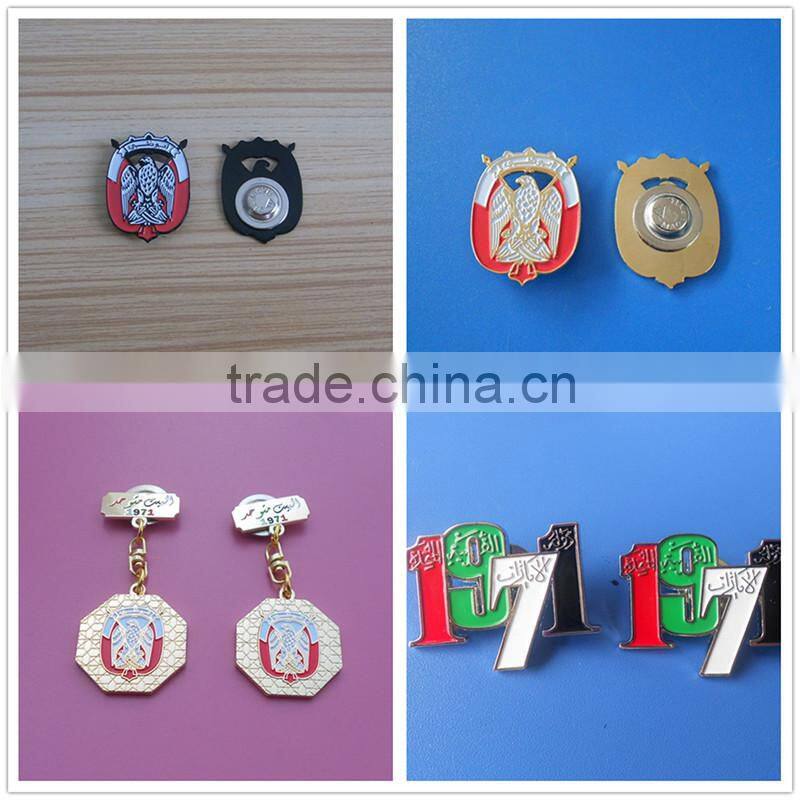 New products uae national day gift items number shape metal logo badge/emblem