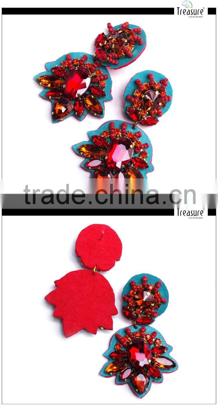 2014 fashion jewelry red crystal earring dangle diamond earrings jewelry for women
