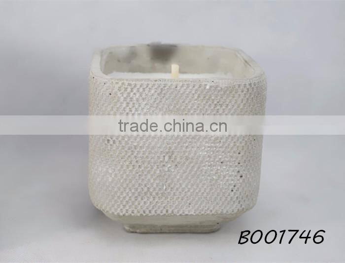 534 White unscented candle for outdoor usage stone granule in cement tank pot candles
