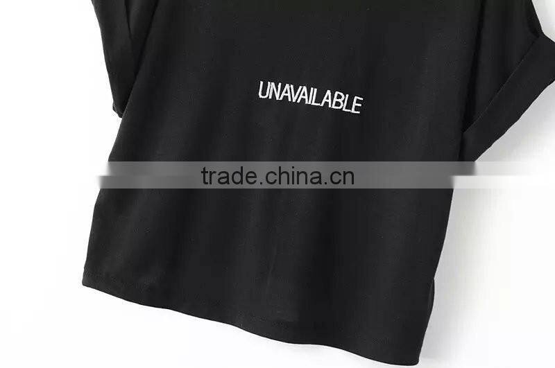 2016 manufacturer china wholesale clothing round collar black mini short t shirt for girls loose designs