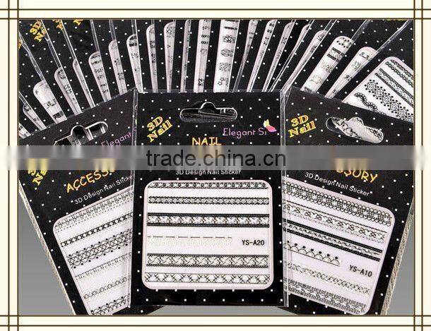 25 Sheets Fabulous Lace Black White Nail Art 3D Sticker Tips HN1204