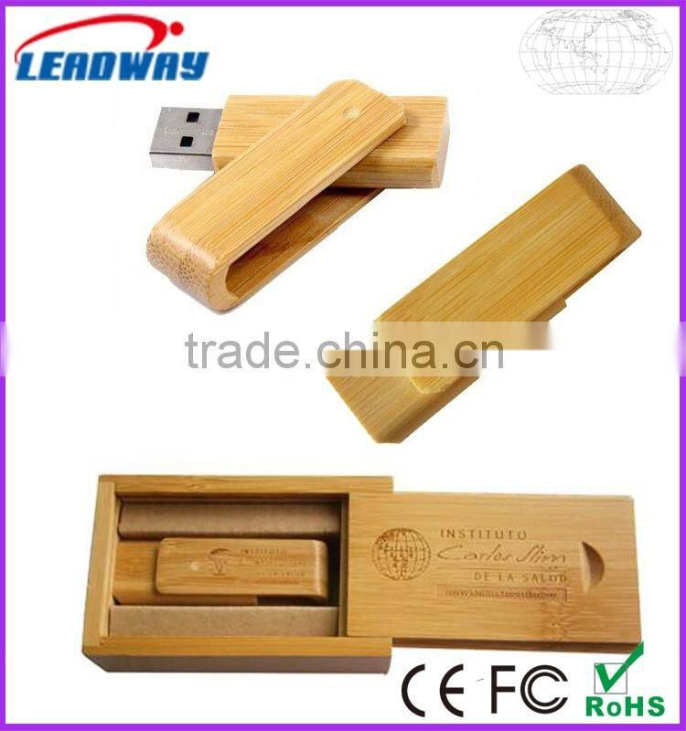 2016 Best wooden promotion items, Bamboo swivel usb stick 512MB-64GB