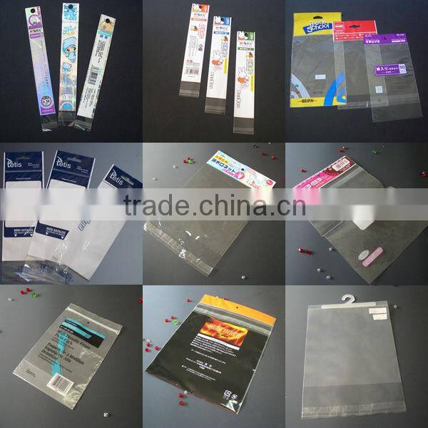 clear opp plastic bags with printed header and euro hole